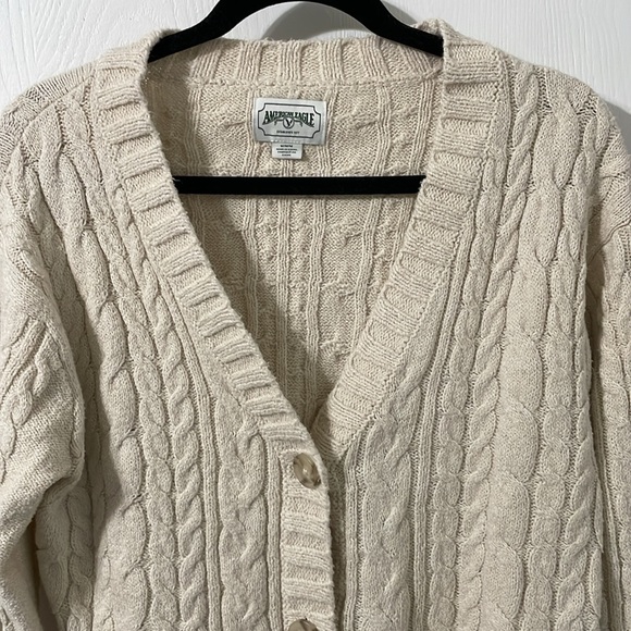 Vintage American Eagle Cream Cropped Knit Button Down Sweater Size Medium - Picture 5 of 7
